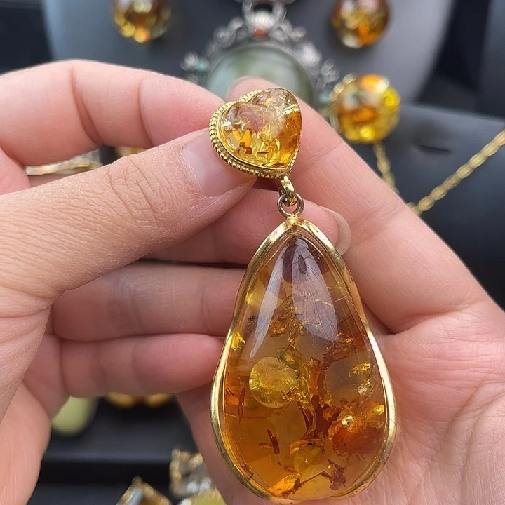 琥珀银S925镶嵌裸石