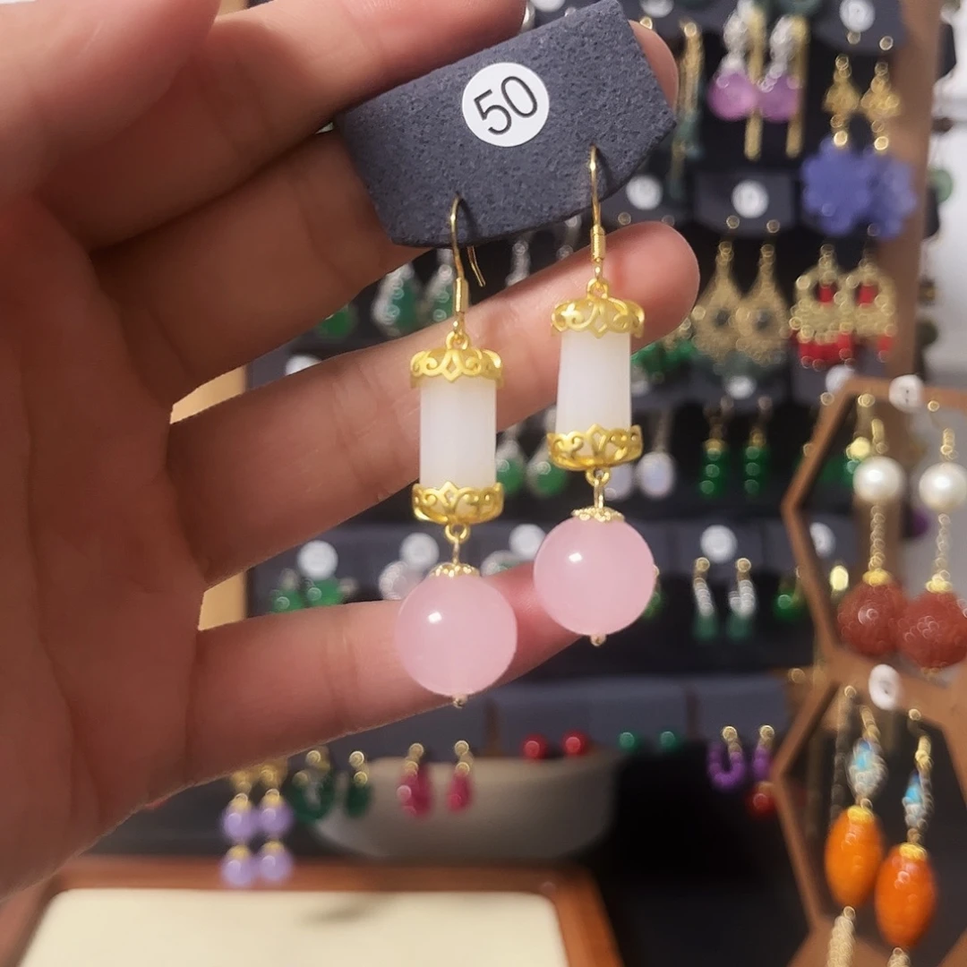 锆石纯铜925银耳饰