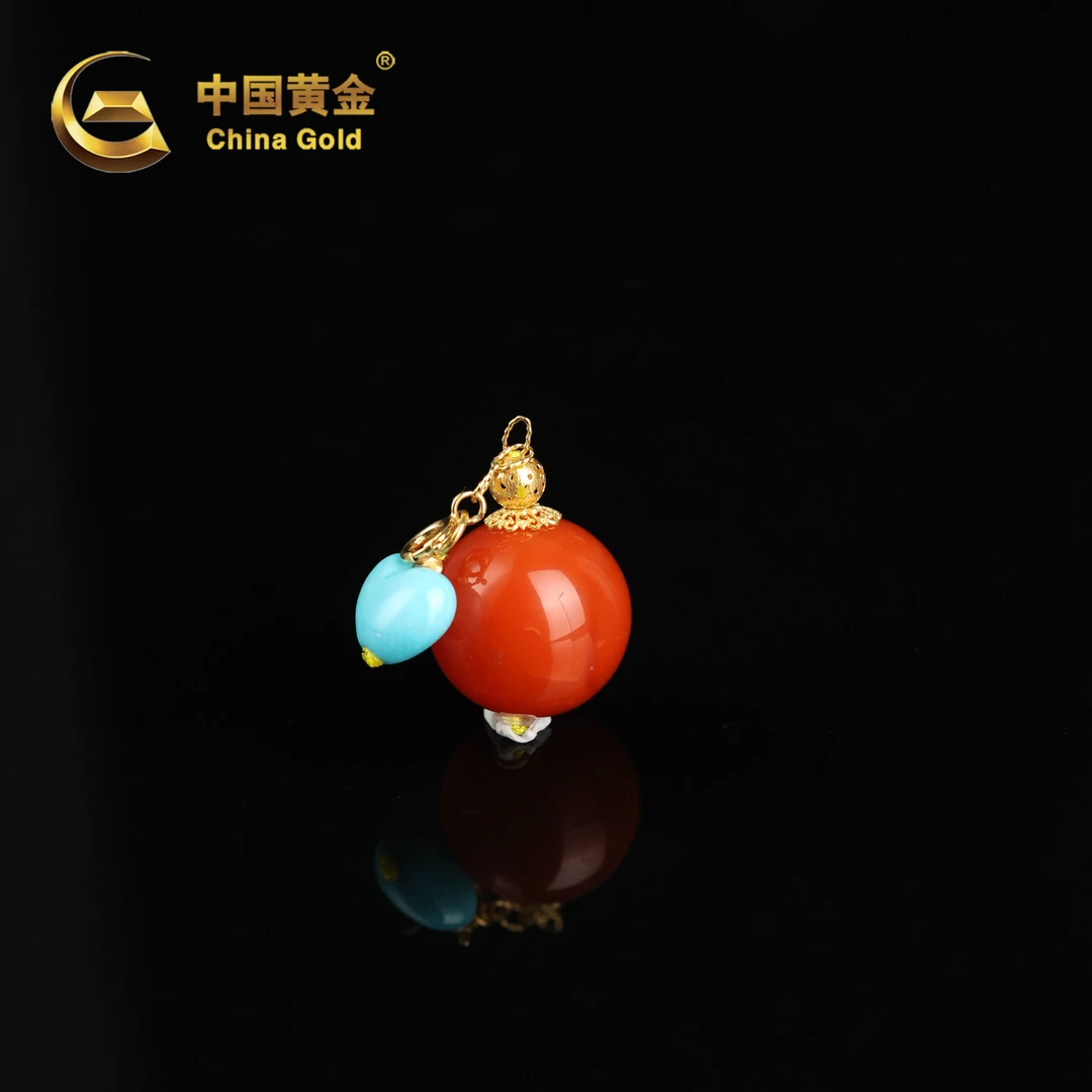 【中国黄金】动心 | 南红*吊坠*18K金镶嵌-D8857-Y
