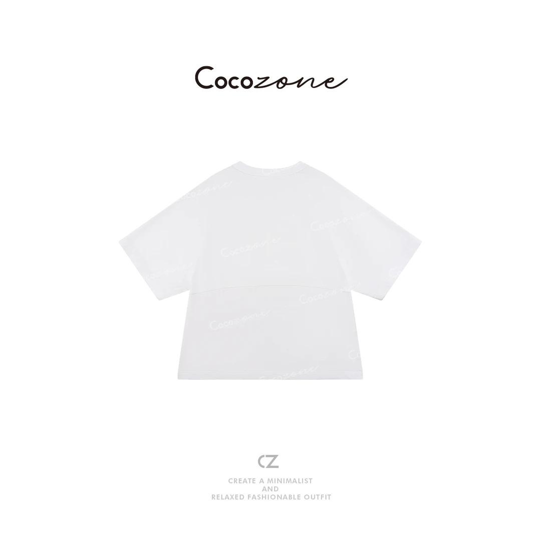 COCO ZONE刘一一 【100棉】简约刺绣图案圆领短袖T恤CD1A0567