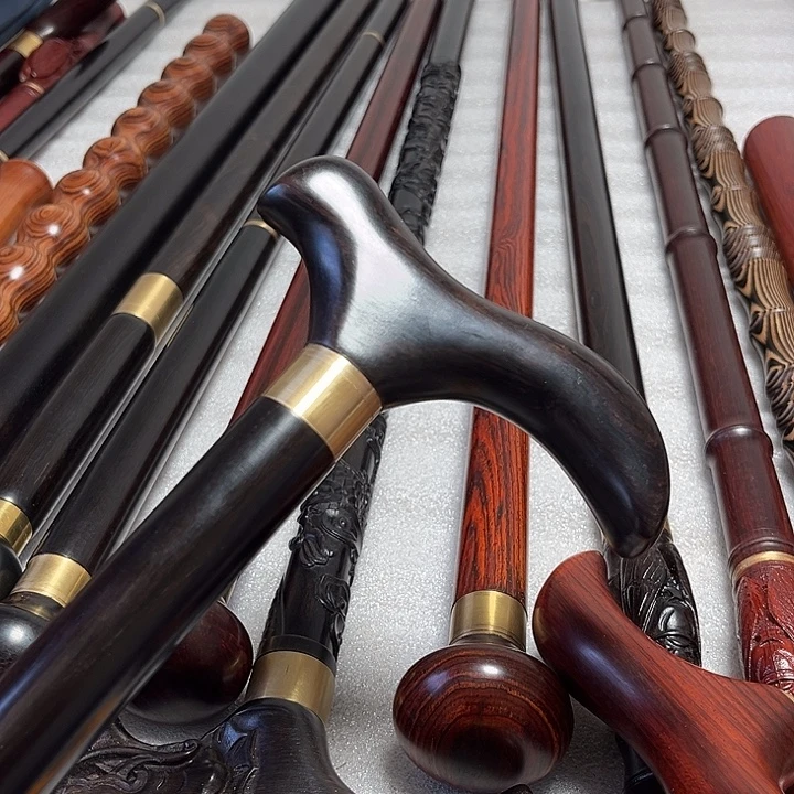 东非黑黄檀（紫光檀）紫光檀弯把手杖