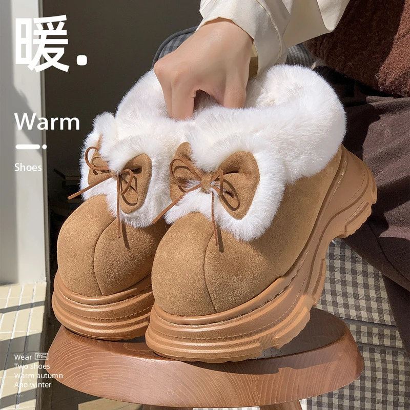 户外厚底防滑棉鞋女2025冬季爆款百搭潮流时尚柔软不掉毛暖和耐磨