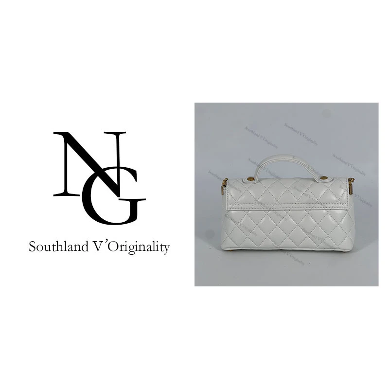 NG/22CM原创私定真皮包1140-手提菱格cf香-白