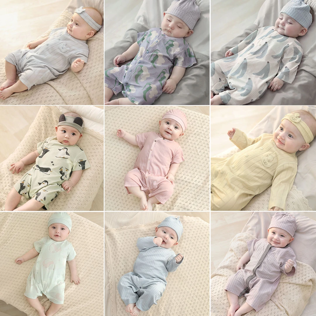 【空调服连体衣系列】新生儿婴儿衣服夏季短袖薄款哈衣爬爬服宝宝