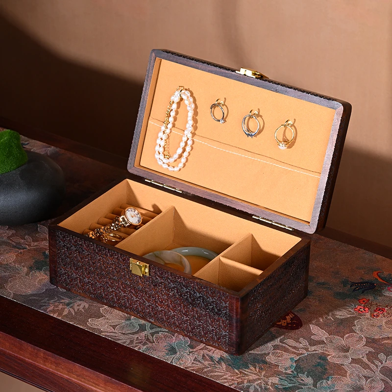 老挝红酸枝龙凤呈祥小首饰盒（带礼盒）