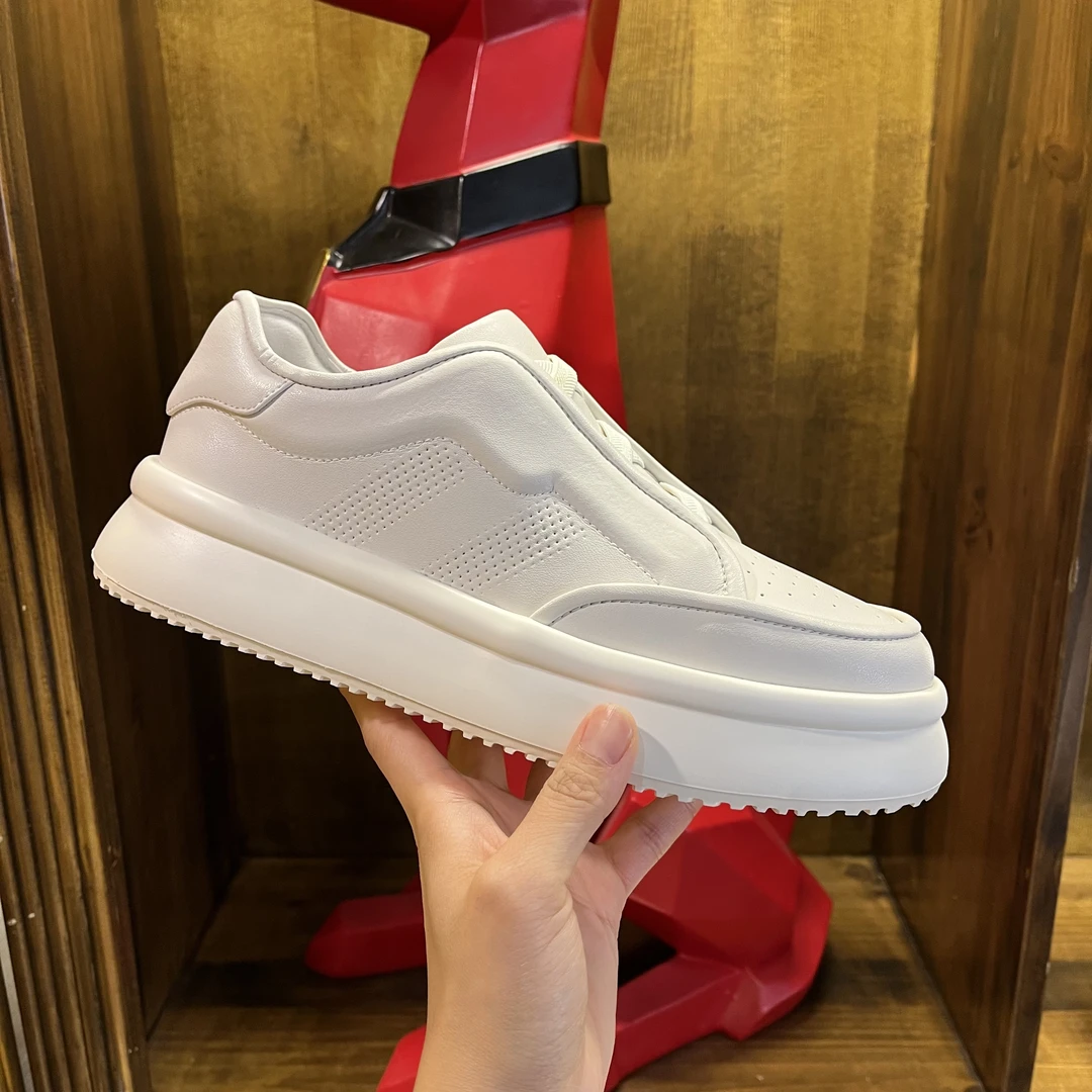 赛蒂斯伦夏季【总裁版】外贸一脚蹬男鞋真牛皮百搭男士时尚小白鞋