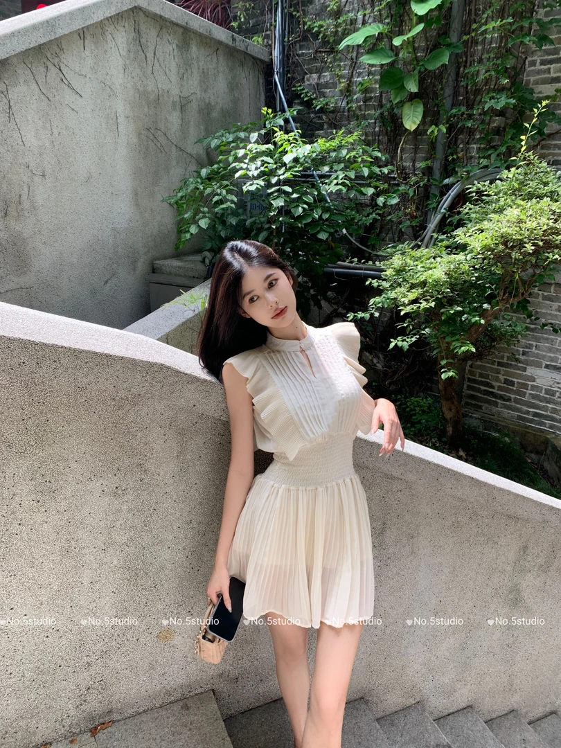 气质女主无袖秋季法式连衣裙显瘦短裙通勤韩版显气质雪纺裙子7219