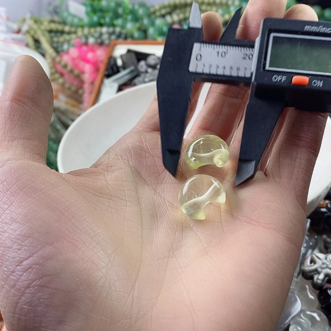 玛瑙/玉髓珠宝半成品合金一个柠檬晶月亮15mmE265