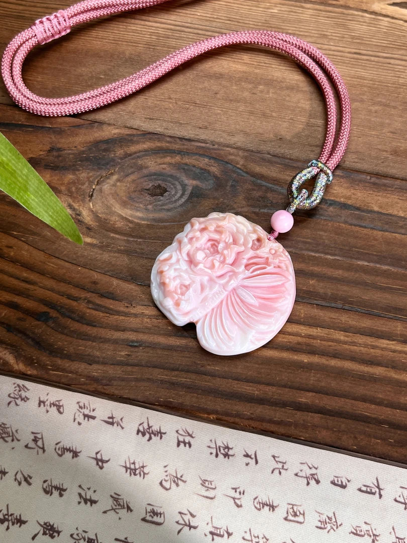 【大美】 粉贝贝蝶恋花吊坠