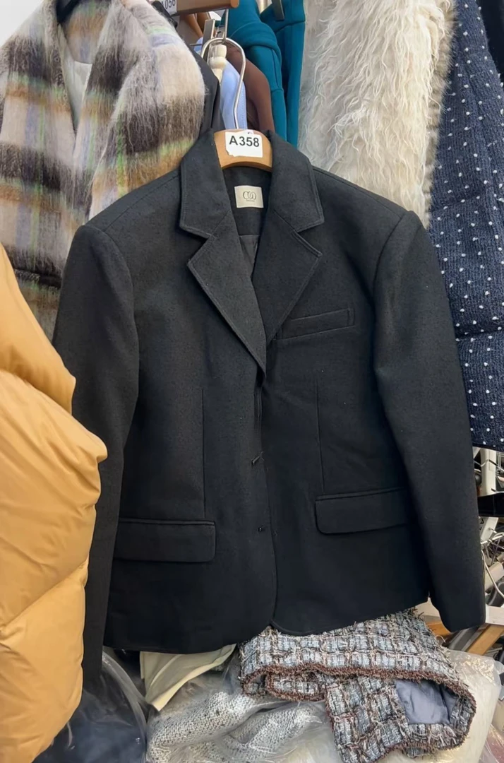 深圳南油春装新款 立体面料简约洋气黑色西装