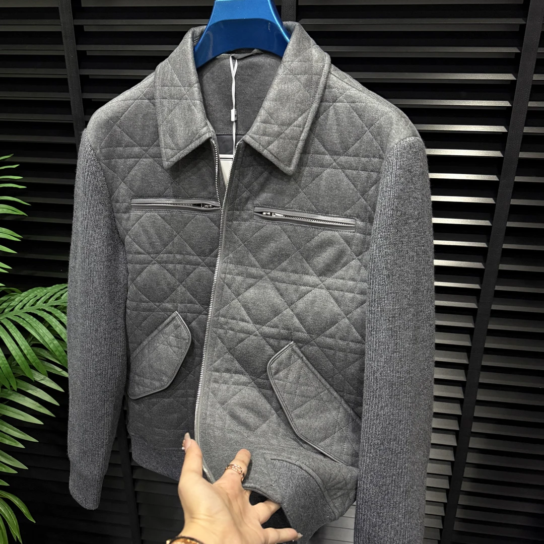 秋季羊毛混纺男士休闲时尚休闲百搭翻领夹克外套