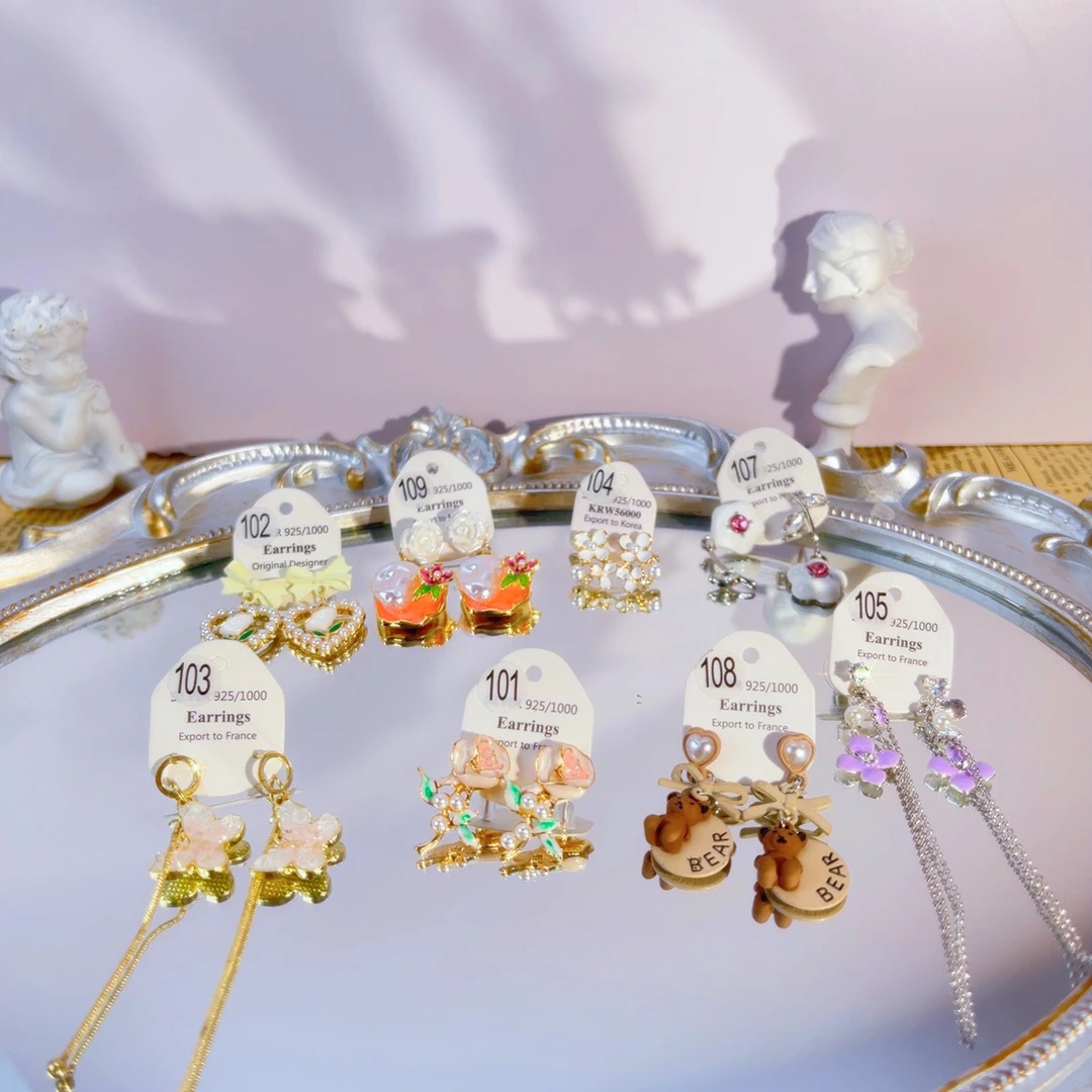 合金合成锆石耳饰 耳环可爱饰品古风百搭气质国风个性简约甜美