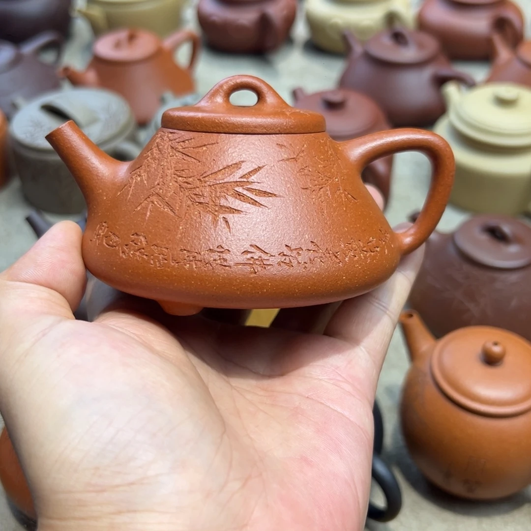 ****乐紫砂茶壶160毫升宝山纯红降坡95纯度子冶