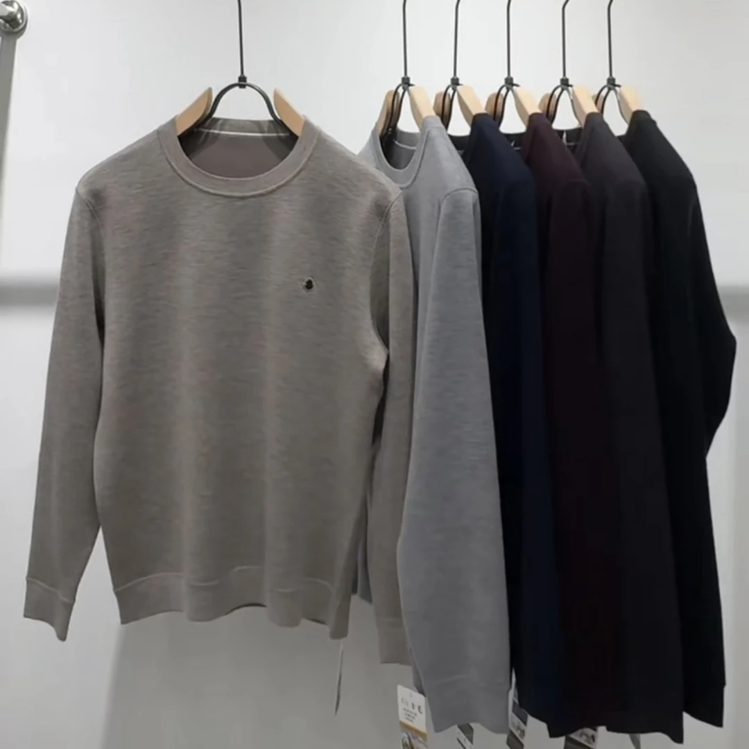 男士圆领羊毛混纺磨毛针织上衣8981/走