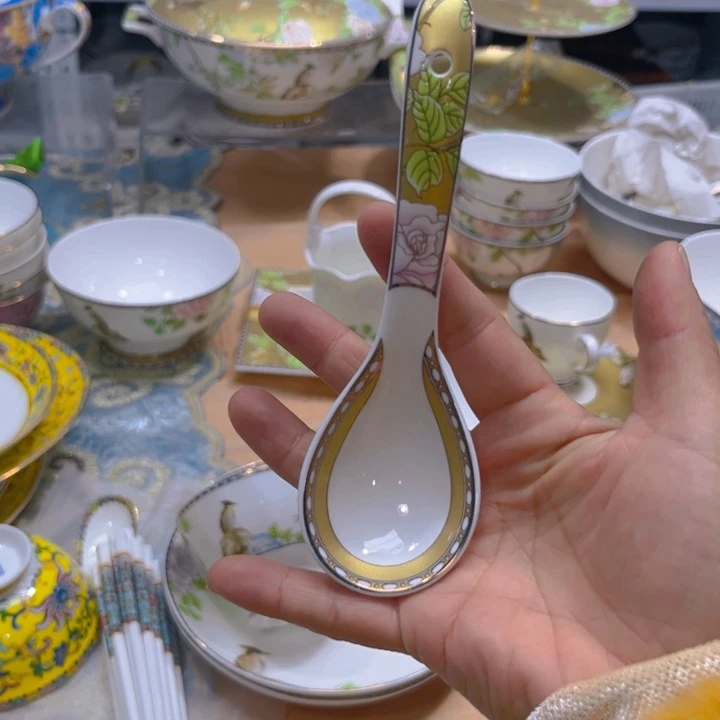 瓷片琴瑟和鸣小勺六个微瑕