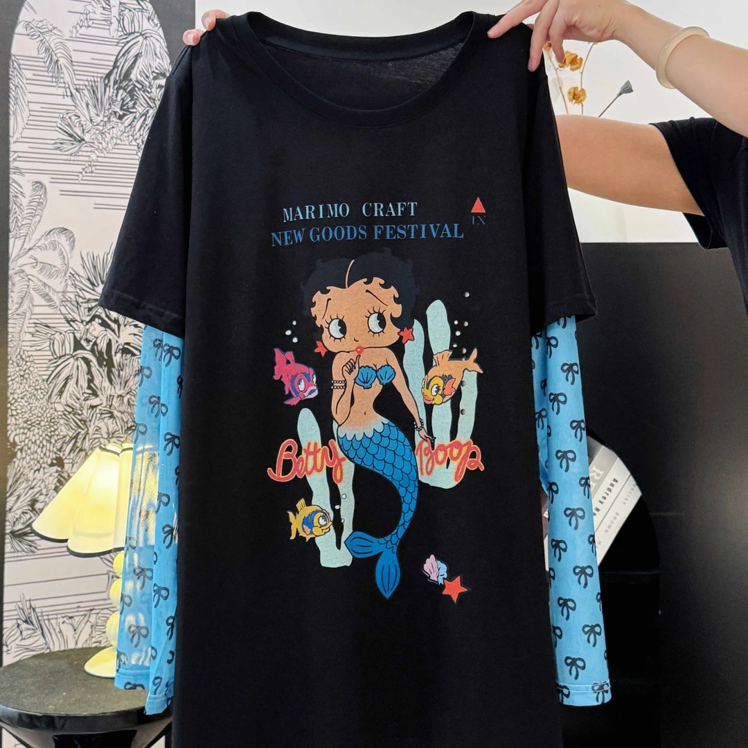 海底世界人鱼款薄款T恤宽松型休闲夏季常规款少女风上衣DP7944