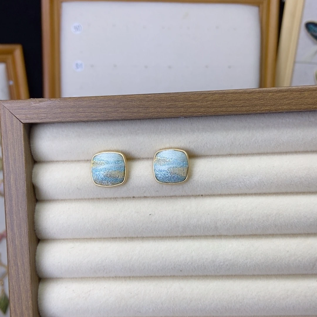 布艺非金属宋锦耳饰