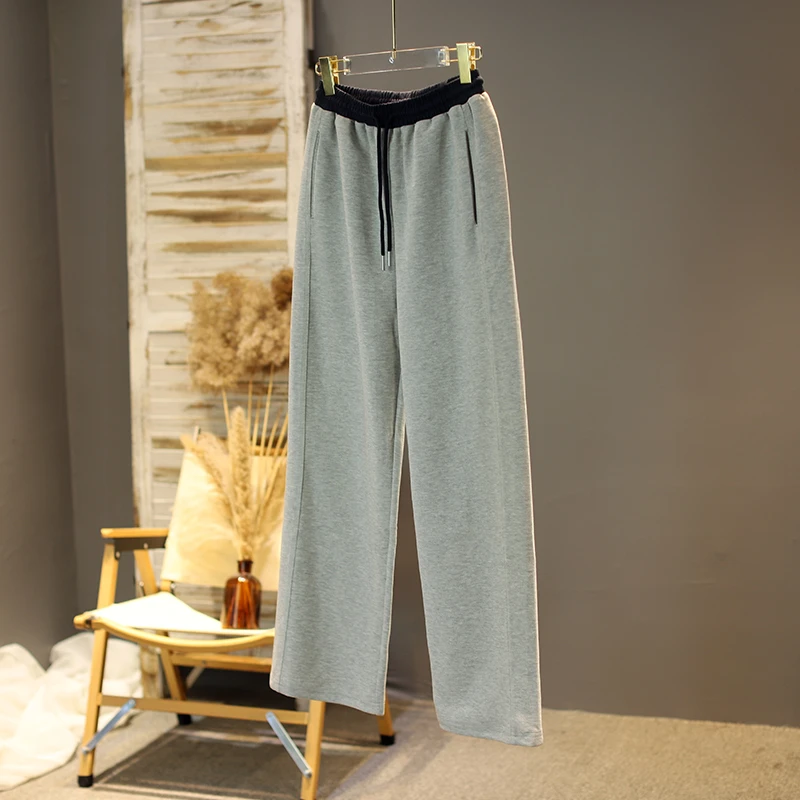 秋装2025拼接抽绳显瘦百搭运动女裤棉料韩版设计感个性休闲裤