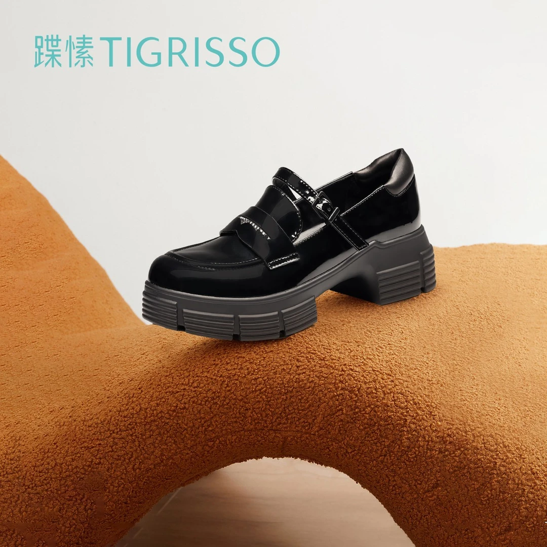 蹀愫春季新款时尚学院风超轻运动百搭粗跟厚底玛丽珍鞋TA54107-54