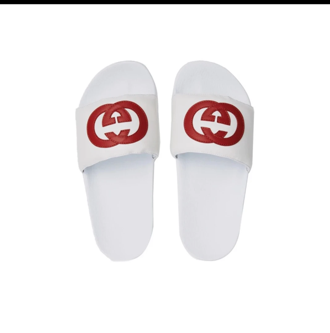 全新未使用 GUCCI/古驰 古驰 全白红色双G拖鞋