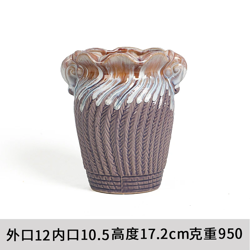 陶瓷多肉老桩花盆办公桌面创意绿植盆栽粗陶透气植物花盆大高桩盆