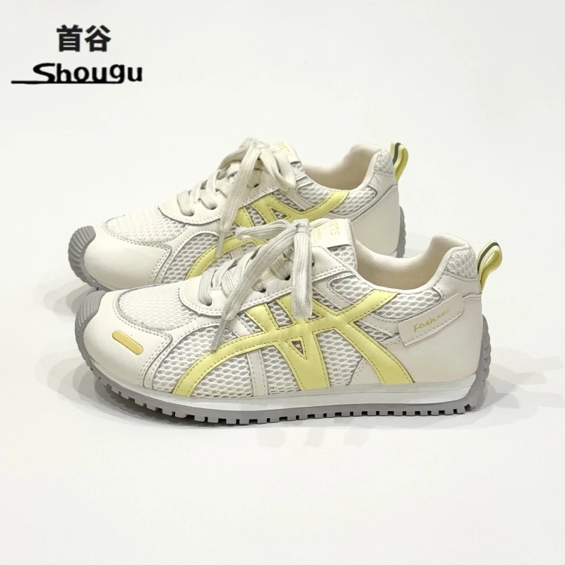 shougu/首谷休闲跑步轻便户外德训老爹慢跑网面厚底阿甘运动鞋女