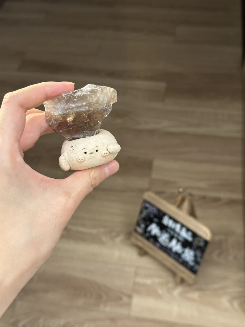 水晶小豆丁可爱茶晶原石
