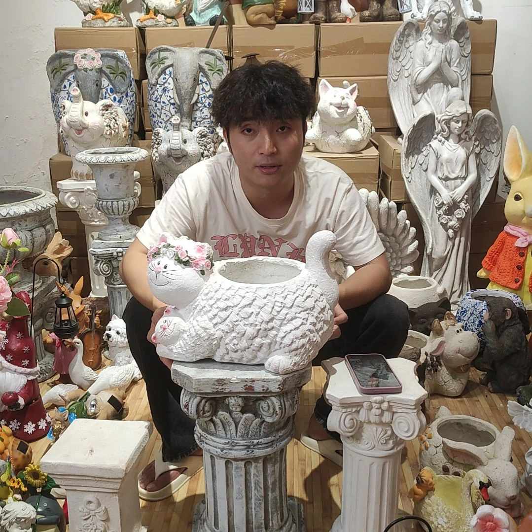 合成树脂母子猫咪花盆