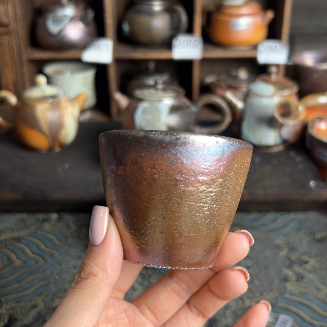 杯柴烧茶器铁胎主人杯