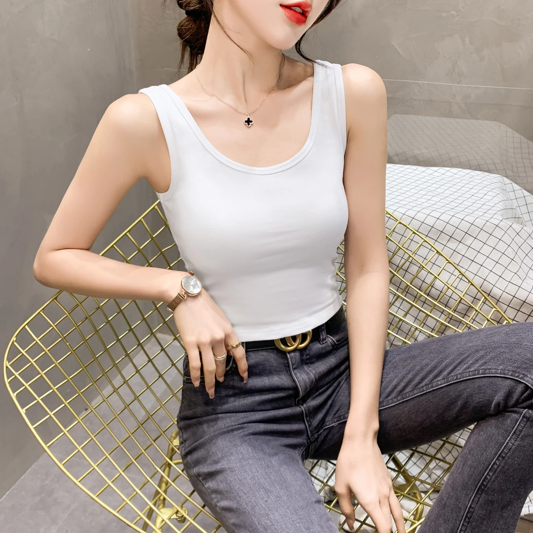 【TR1001】2025新款爆款露肚脐背心通勤夏季外穿无袖纯色