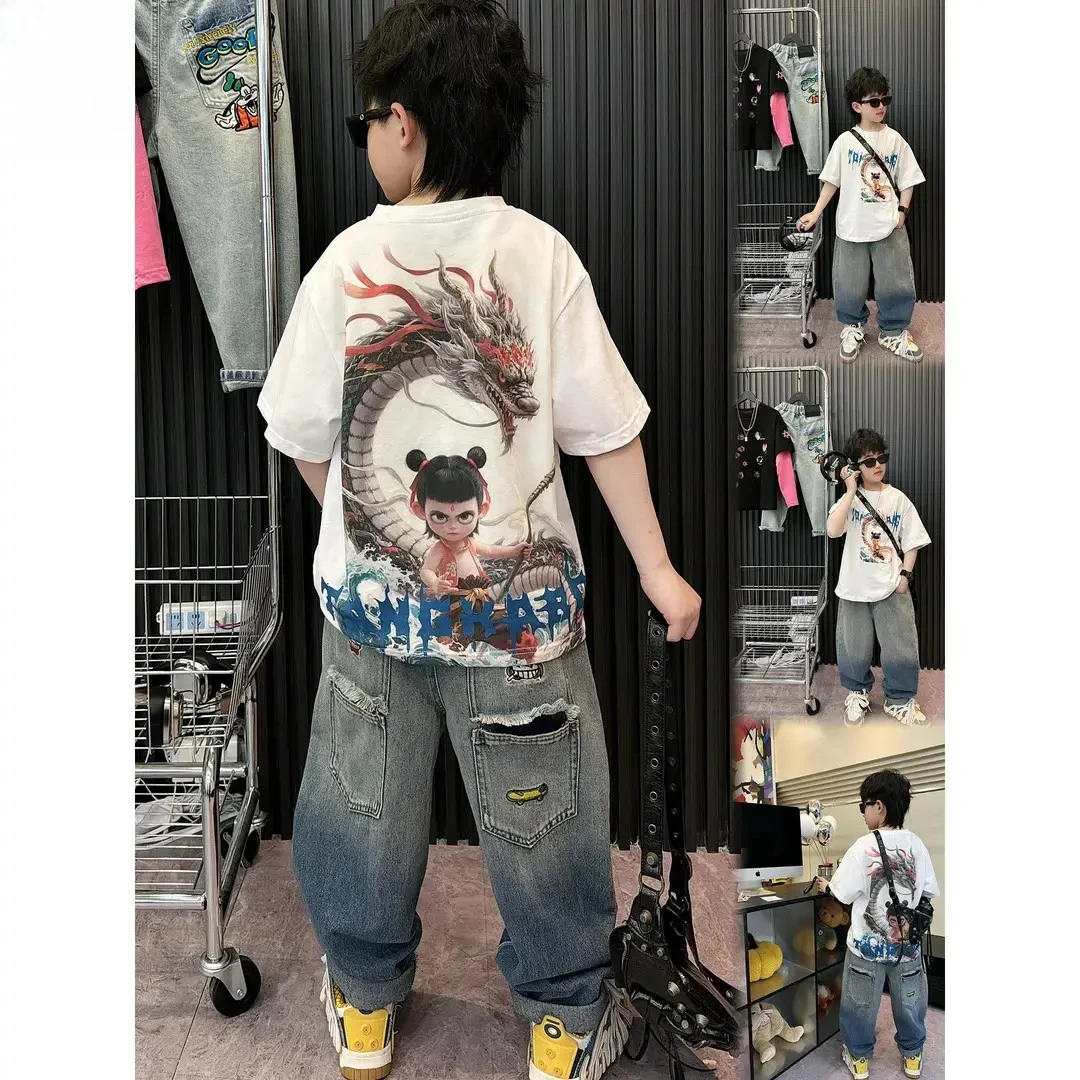 儿童夏季短袖体恤2025新款男童夏款T恤中大童男孩半袖上衣休闲潮t