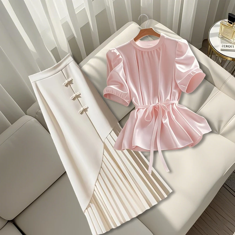 2025夏季新款洋气百搭独特超好看气质显瘦上衣高腰时尚流行半身裙