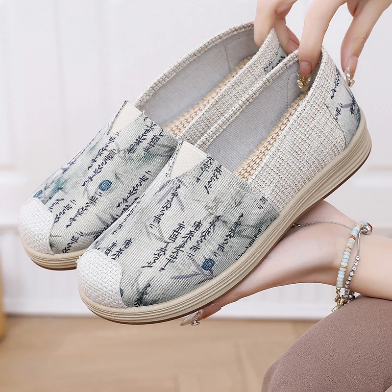春夏新款布鞋透气ins洋气爆款渔夫鞋低帮舒适防滑妈妈鞋软底百搭