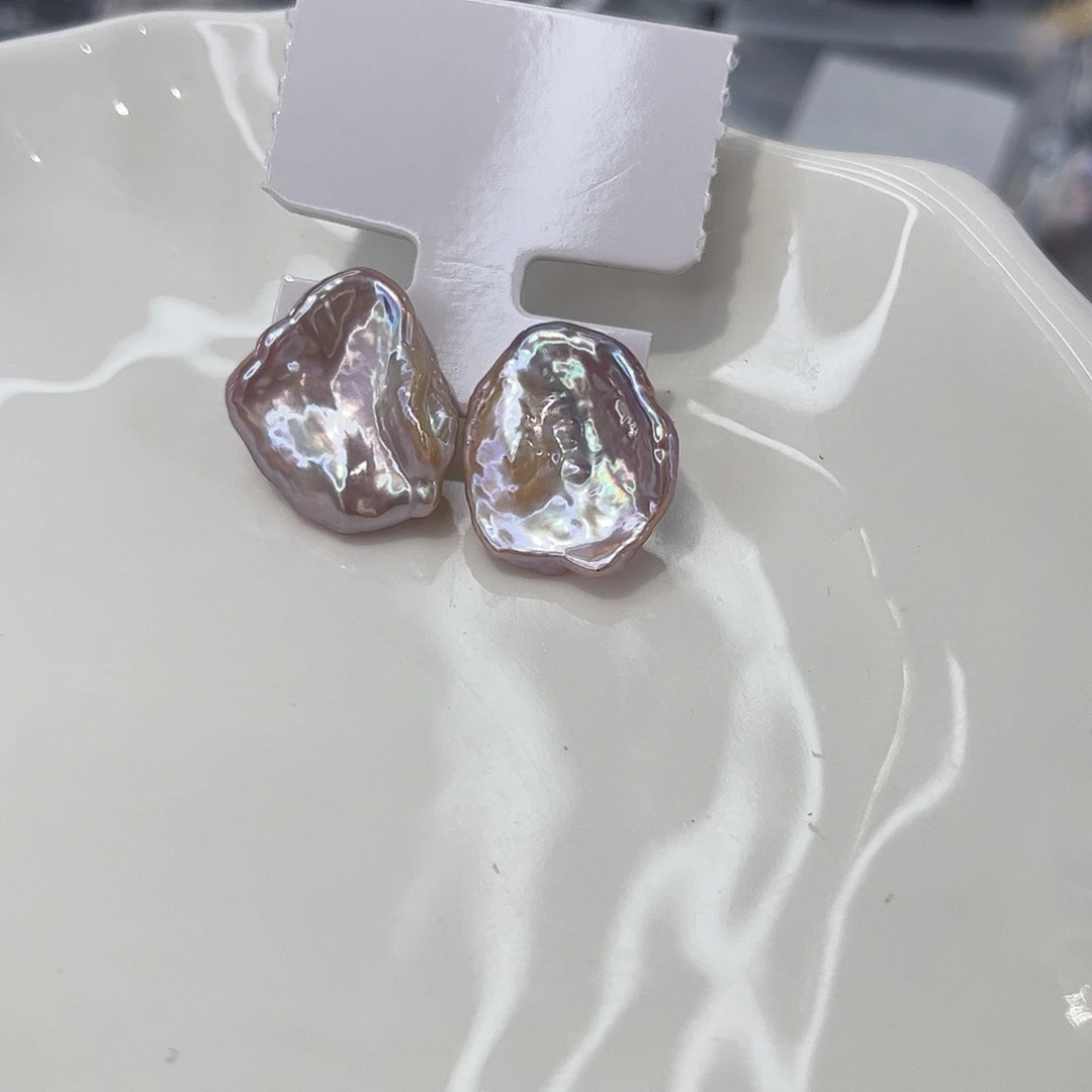 耳饰银S925镶嵌淡水珍珠