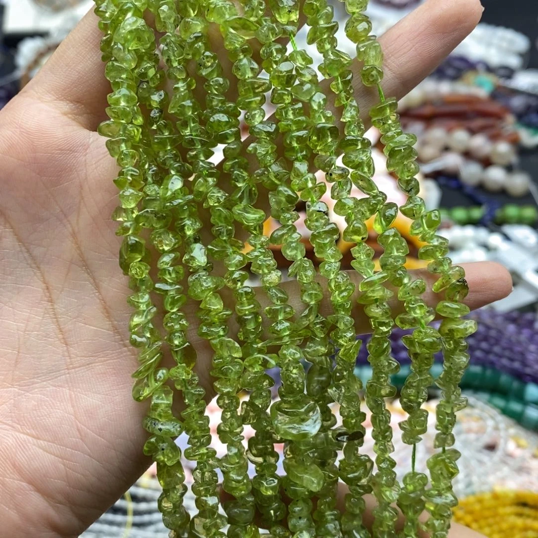 未镶嵌玛瑙/玉髓珠宝半成品一条纯天然橄榄石碎石5mm