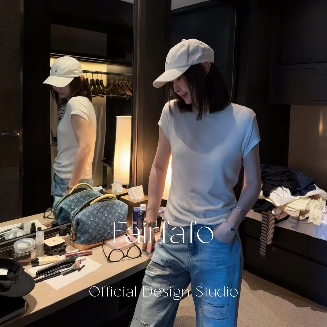 FAIRFAFO【纯色纸片人T】莱赛尔+绵羊毛DL5ZA0395夏季修身