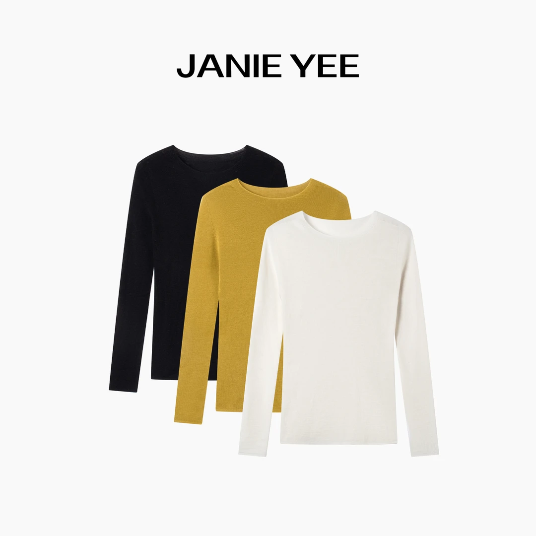 Janie Yee“百搭扬子”进口扬子羊毛岛精无缝一体针织衫女 25A3278