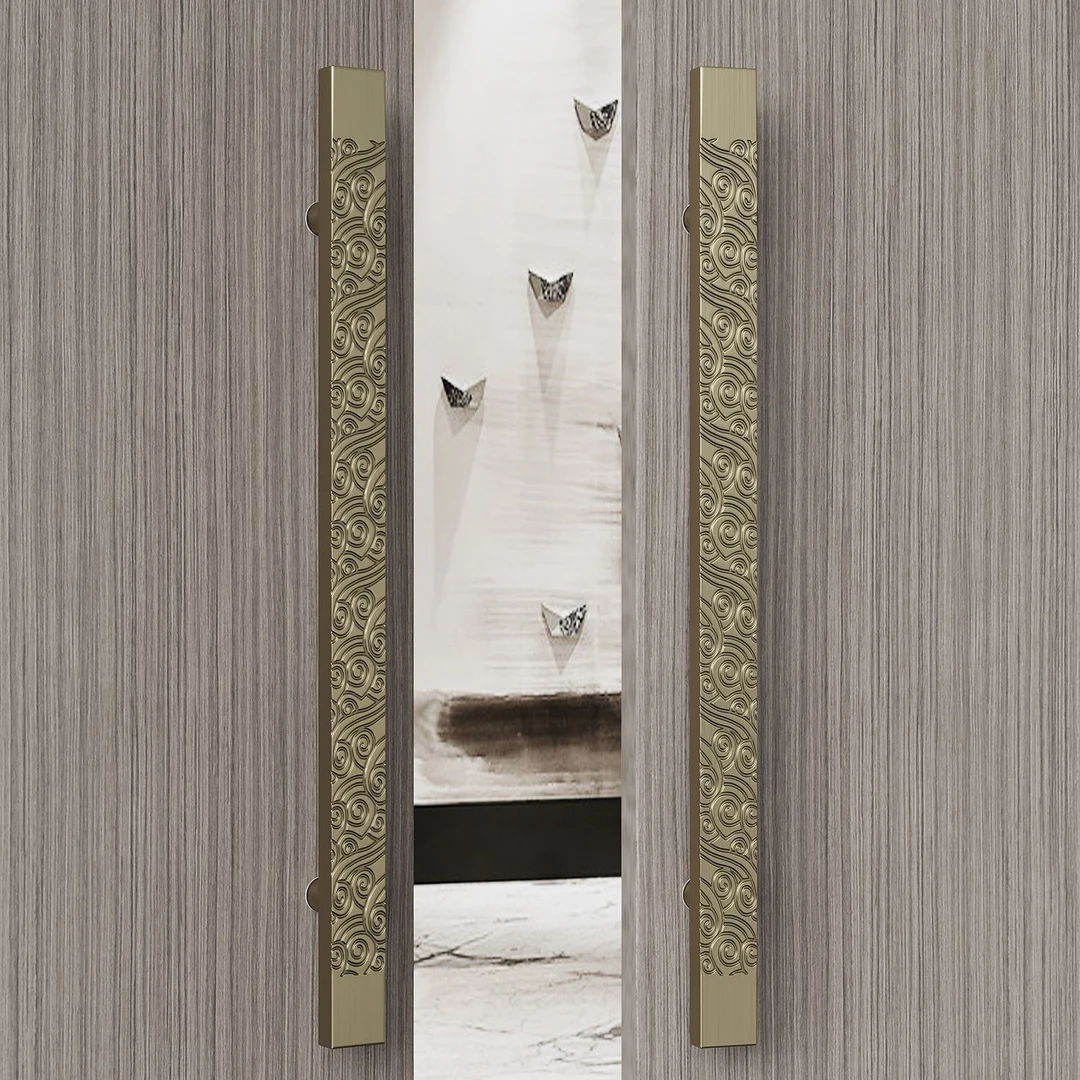 新中式古铜色大门拉手定制适用于酒店会所别墅玻璃门