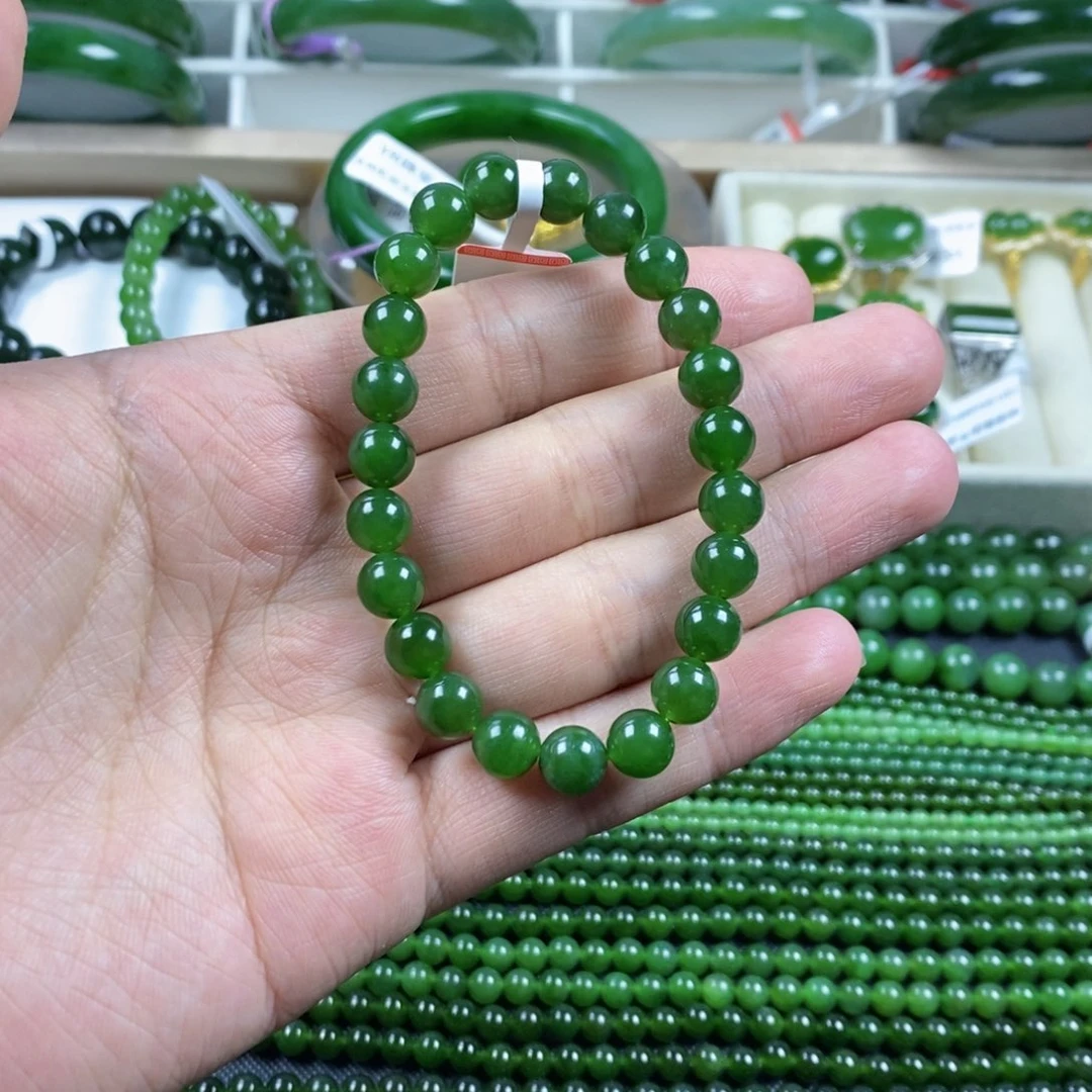 和田玉（碧玉）手串未镶嵌卡8