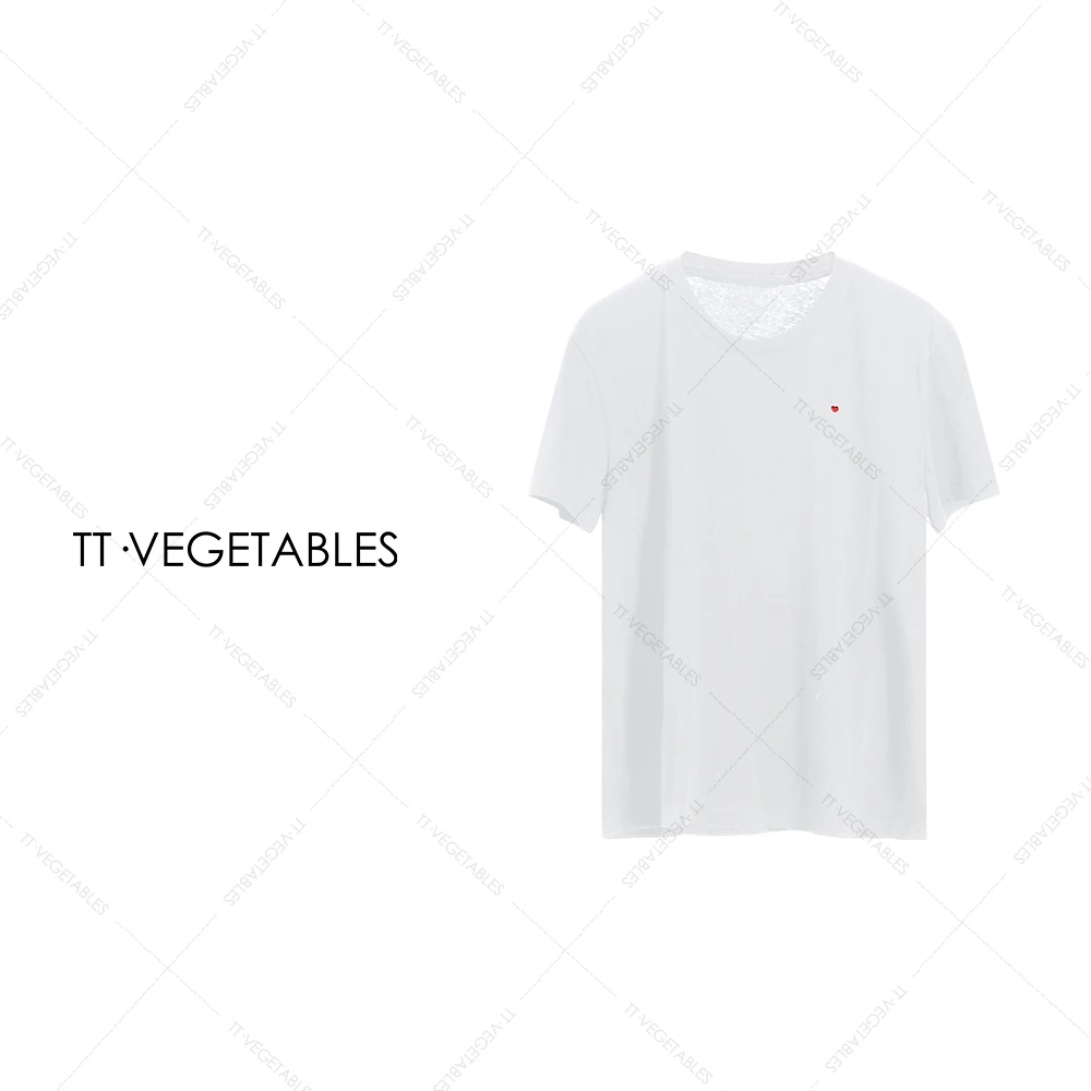 TT・VEGETABLES【序白】小红心 气质短袖小衫打底T恤圆领上衣512148