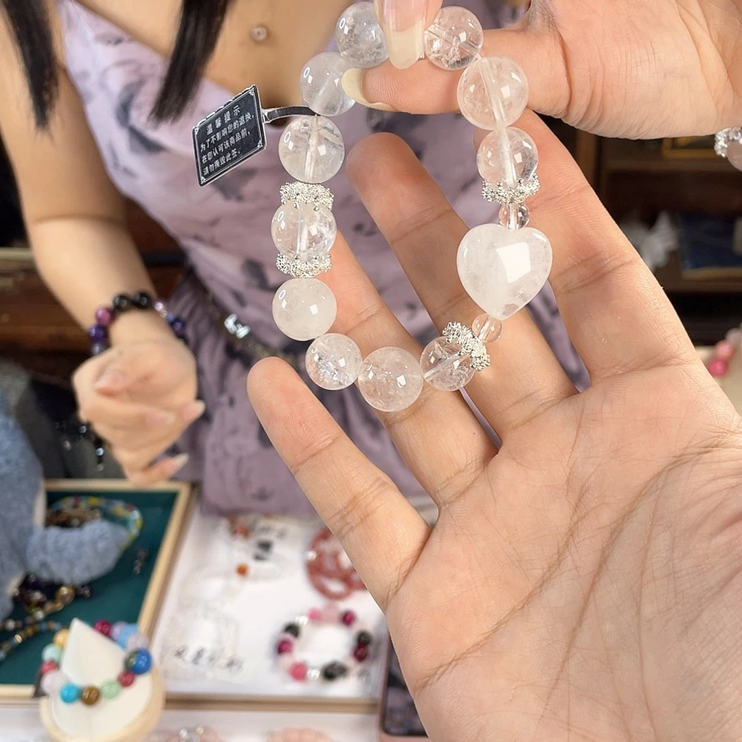 水晶手链银S925镀金镶嵌