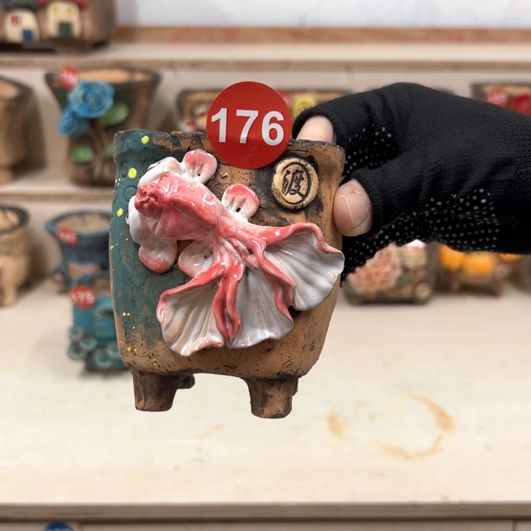 花盆紫砂176号微瑕内口6×7高10