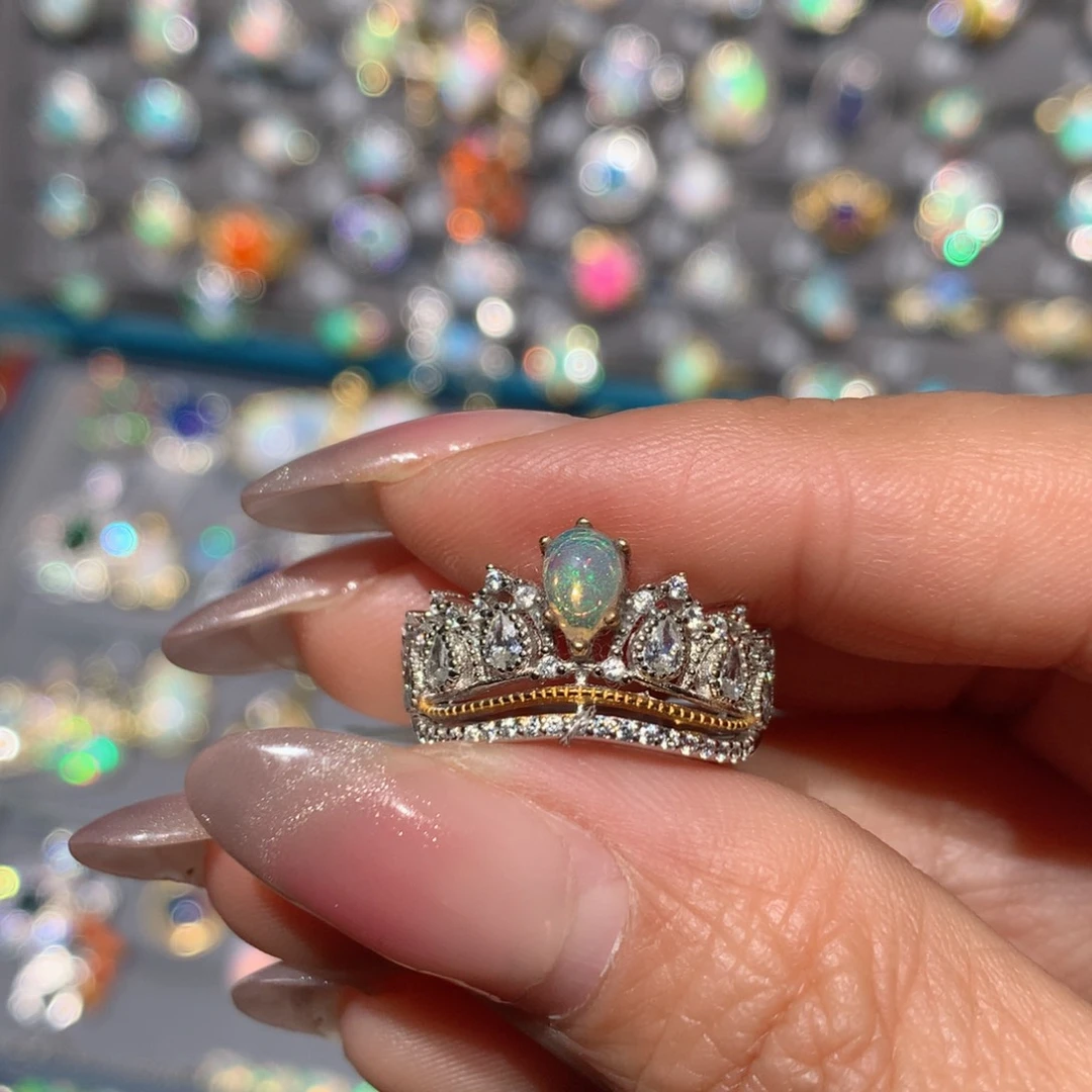 欧泊福利戒指银S925镶嵌