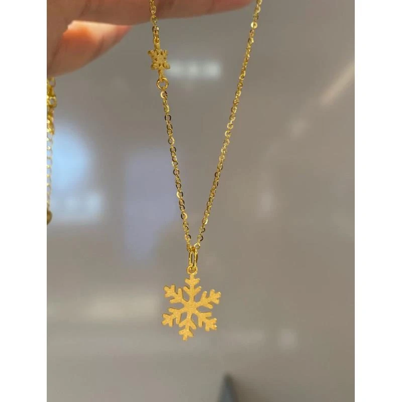 坠链均足银 精致磨砂雪花项链