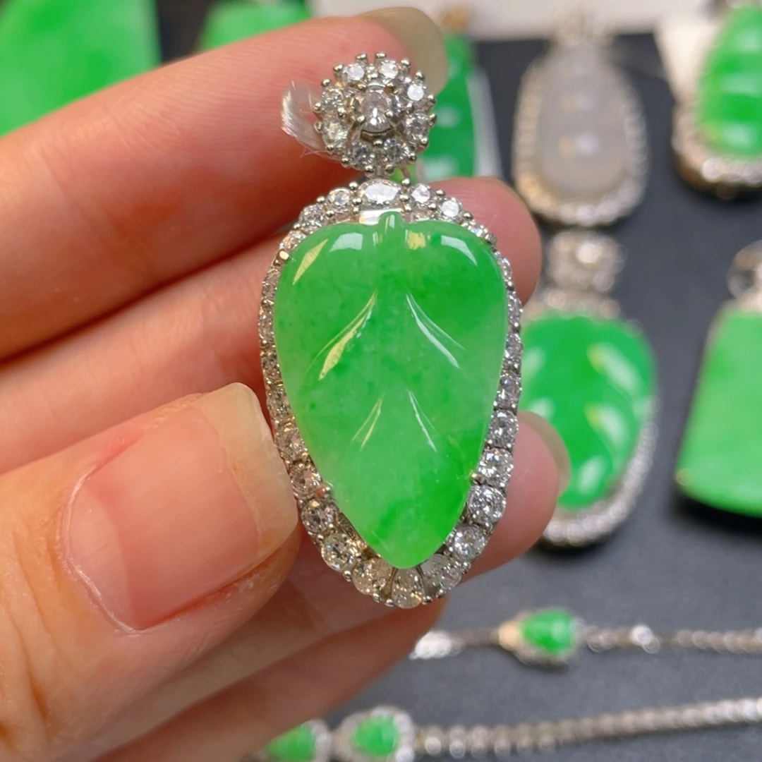 翡翠银S925镶嵌吊坠(不含链)