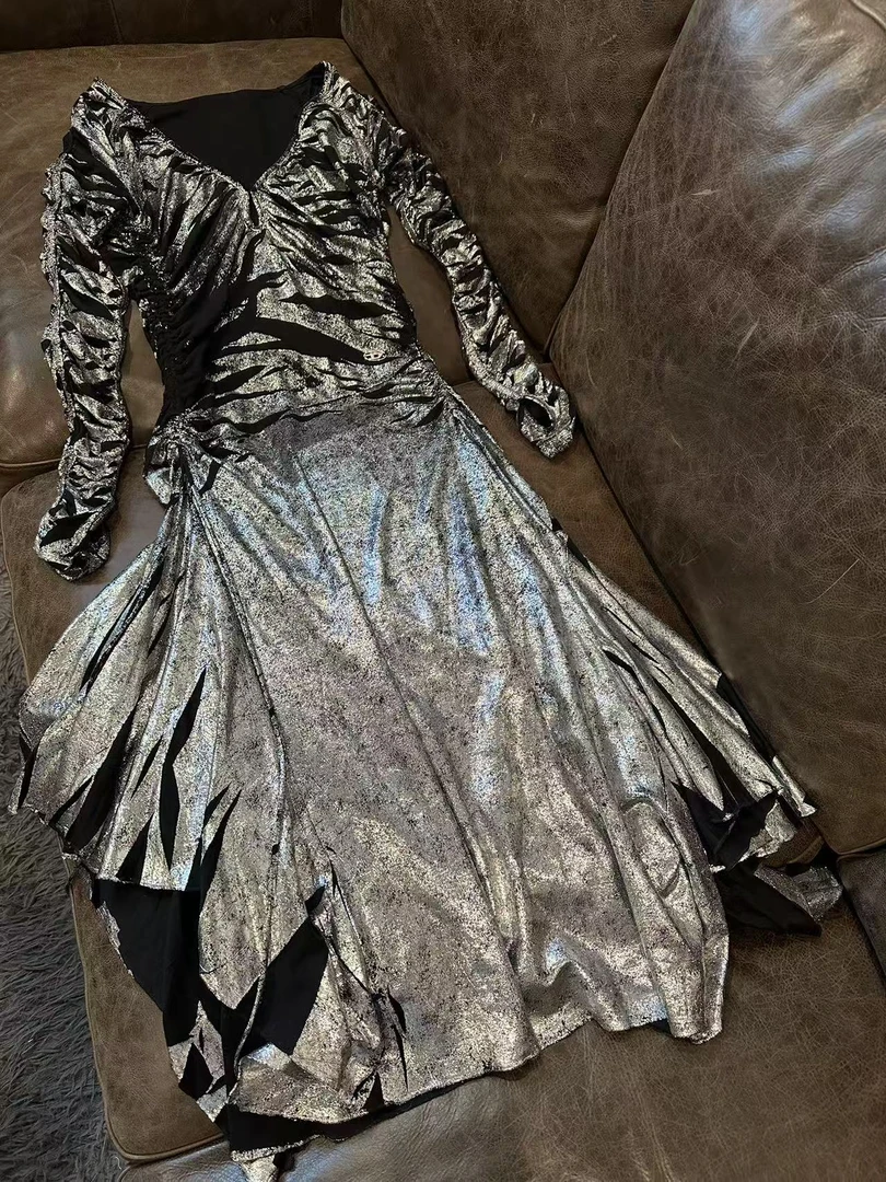 A762 收腰裙子碎花显瘦气质长袖时尚女士印花连衣裙子