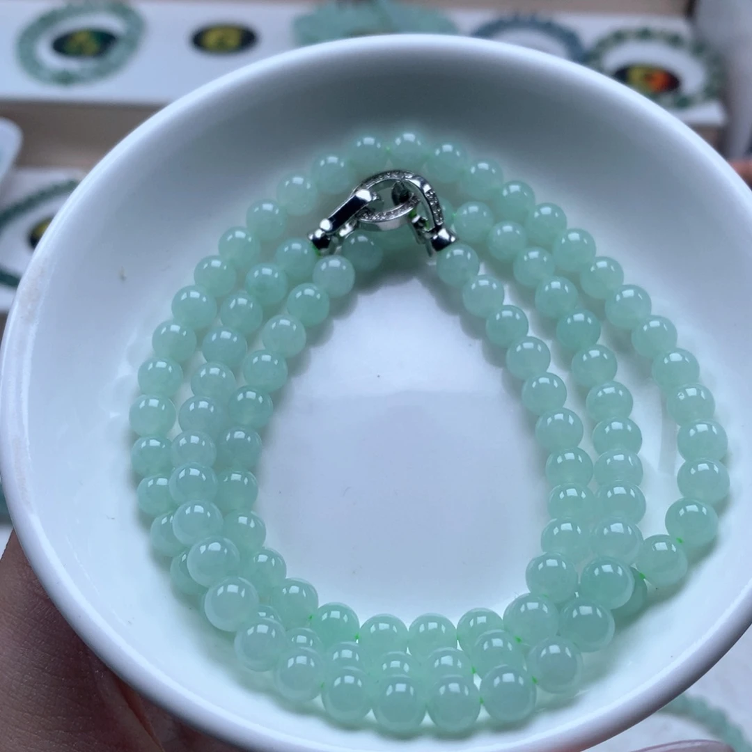 翡翠未镶嵌手串甜绿6.0