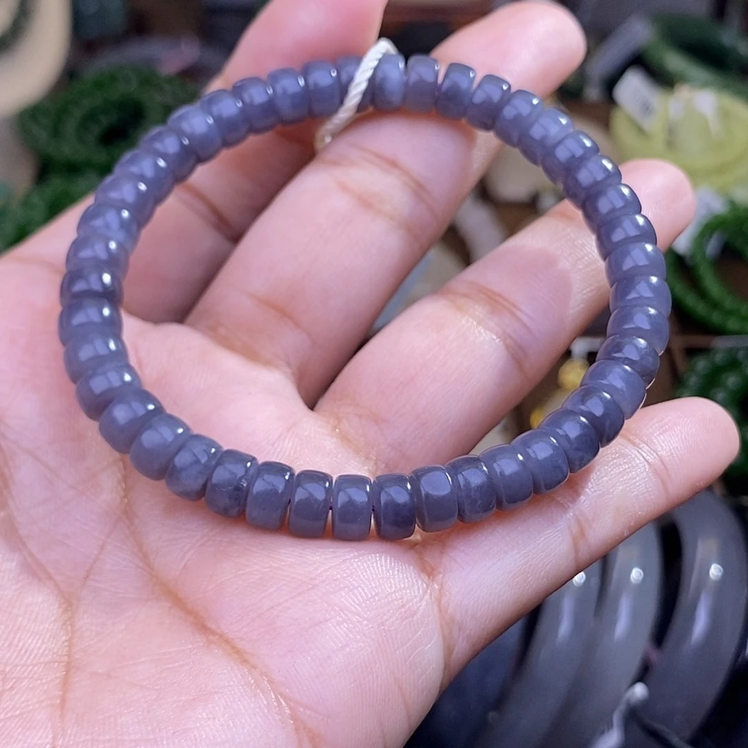 和田玉烟紫冰底老料约7mm手串补贴未镶嵌