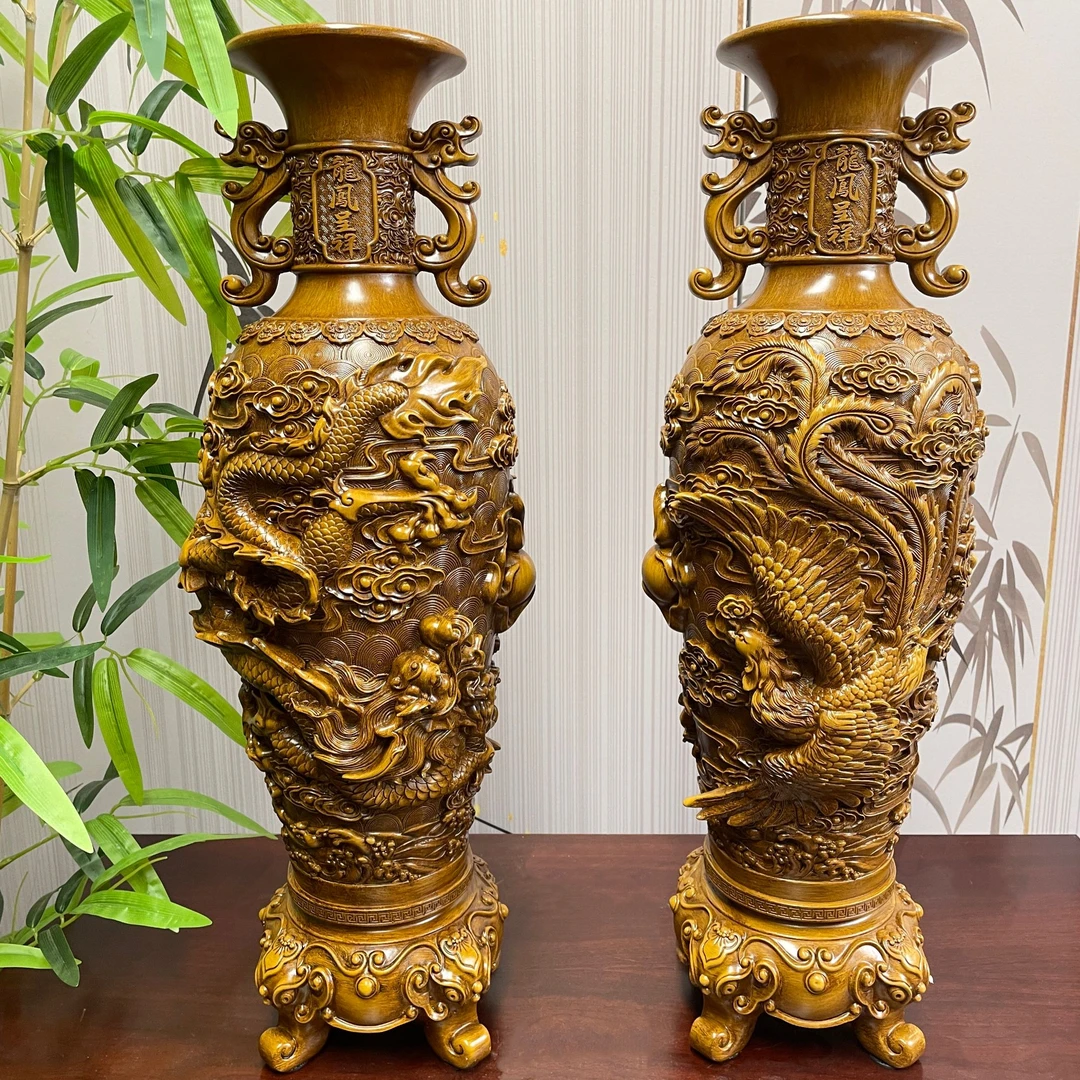 龙凤呈祥花瓶摆件新中式家居客厅展厅玄关入户摆设