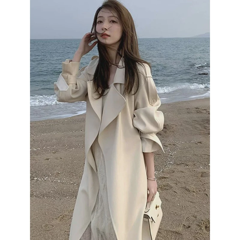 风衣外套女小个子2025秋冬新款爆款垂感气质外衣今年流行白色大衣